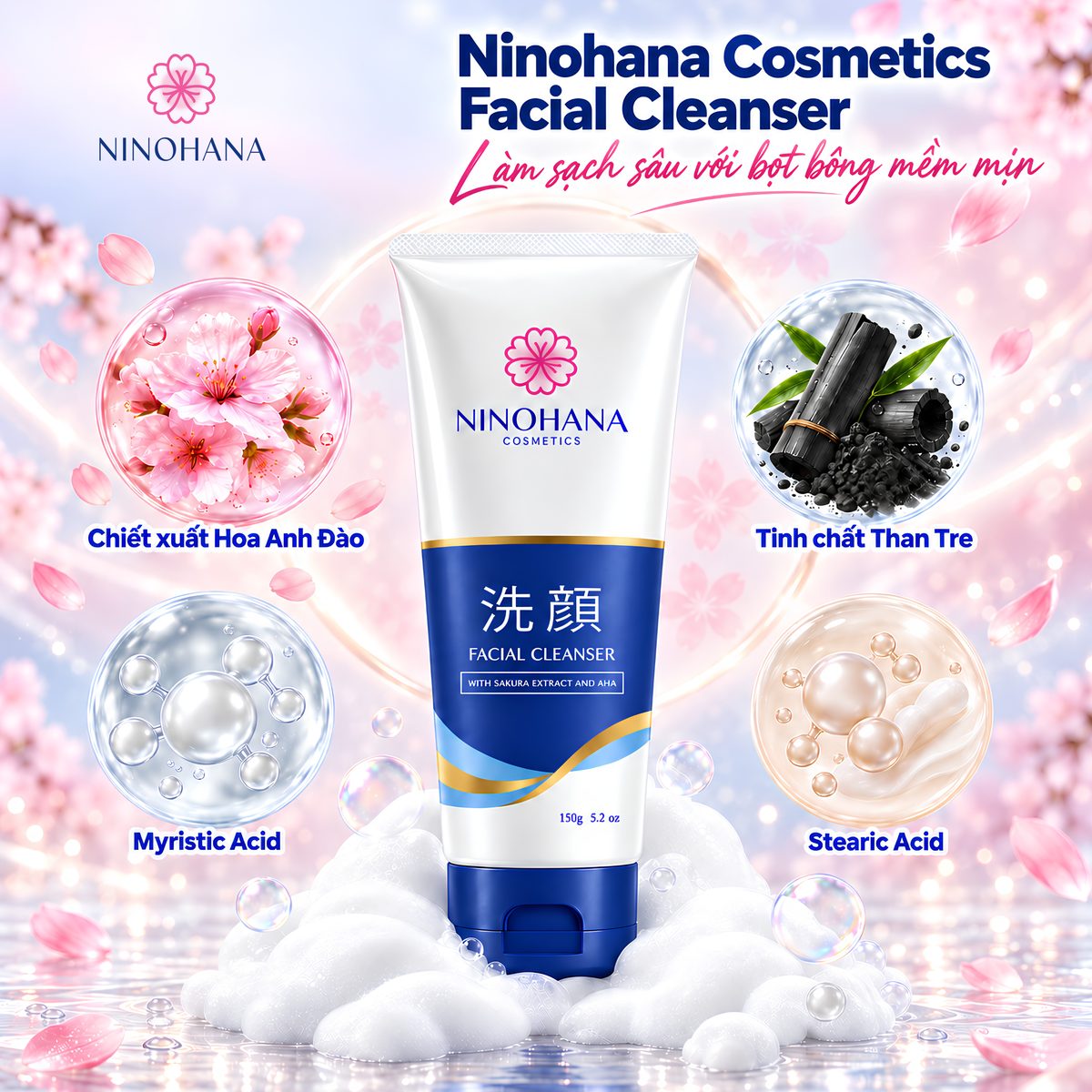Các thành phần chính của sữa rửa mặt Ninohana